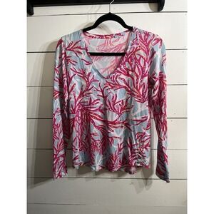 Womens Lilly Pulitzer Nellie Top Underwater Escape Size Small Pink Blue